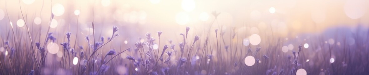 Naklejka premium Lavender Flowers Bathed in Sunset Light