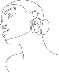 Woman's face continuous line drawing. Abstract minimal female portrait. Logo, icon, label.Without artificial intelligence.