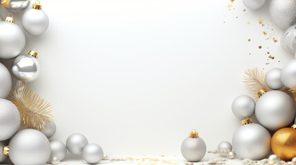 3d rendering white silver gold Christmas background