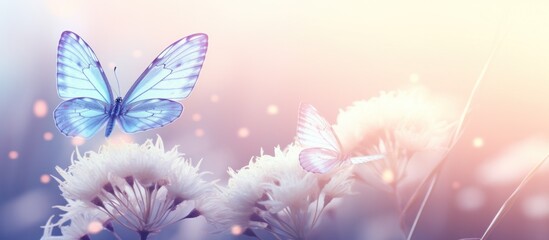 Ethereal Flowers and Butterflies Scene