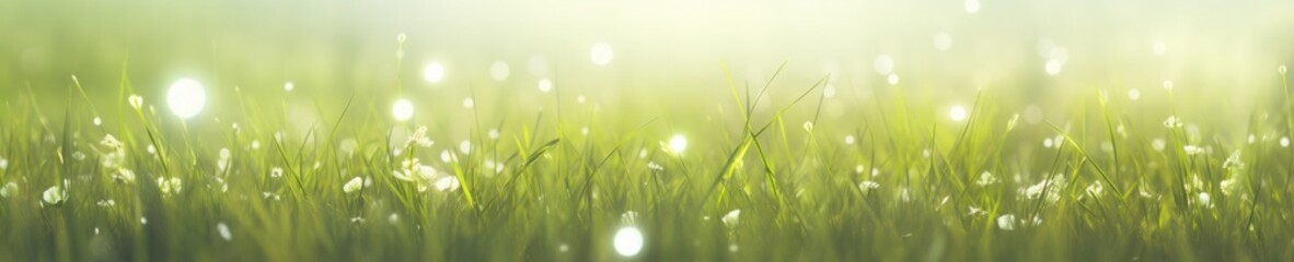 Serene Meadow with Dew-Kissed Flowers