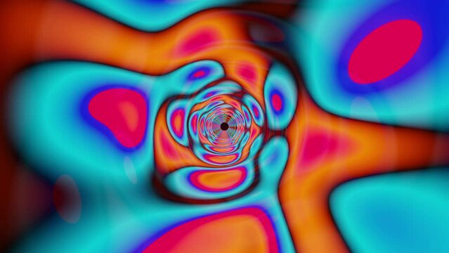 Colorful abstract tube with circular design in the center. Loop animation