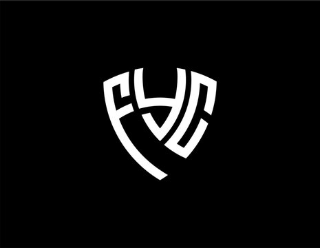 FYC creative letter shield logo design vector icon illustration
