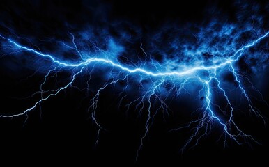 Fototapeta premium Lightning strike on black background