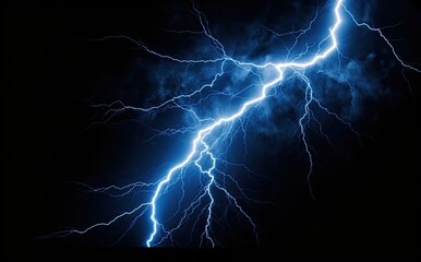 Lightning strike on black background