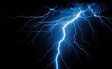 Fototapeta premium Lightning strike on black background