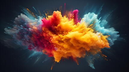 Fototapeta na wymiar 3d render of explosion of colored powder clouds