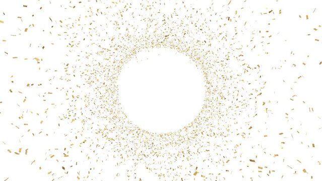 confettis dor&eacute;s qui apparaissent en spirale et tournent - rendu 3D - fond noir - couche alpha s&eacute;par&eacute;e