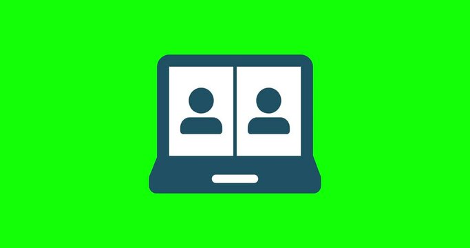 Animated video conference, video call, web conference, webinar icon.