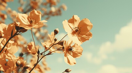 Warm Tones of Golden Petals Dancing in the Gentle Sky, a Symphony of Nature's Delight