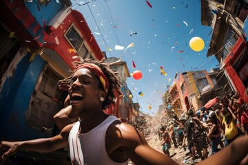 Abstract Chaos at Mayotte's Carnival: A Colorful Snapshot