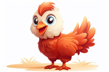 Vector Illustration of cute cartoon hen isolated on white background
