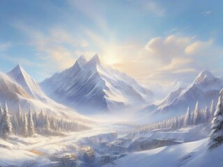 snow covered mountains