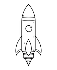 Cute and funny coloring page of a rocket. Provides hours of coloring fun for children. To color this page is very easy. Suitable for little kids and toddlers.