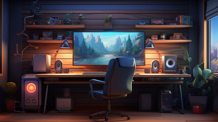 Gaming room with anime design