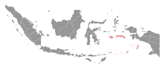 Fototapeta na wymiar Maluku province map, administrative division of Indonesia. Vector illustration.