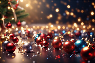 christmas decorations with lights background
