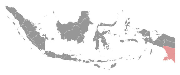 South Papua province map, administrative division of Indonesia. Vector illustration.