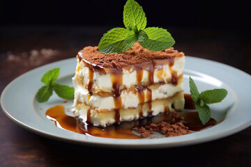 Tiramisu with Lucuma cream and mint