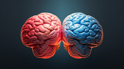 Human Brain Anatomy Red Blue Feminine