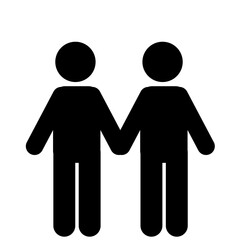 stick figure vector illustration, stick man, friendship pictogram, people hugging, holding hands