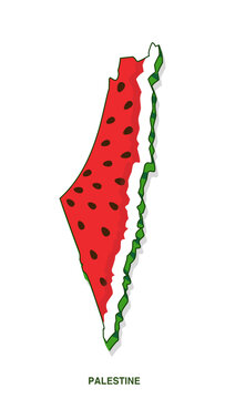 Palestine Clean Watermelon in the shape of Palestine Map Vector.ai