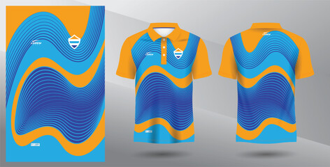blue and yellow sublimation polo sport jersey design - obrazy, fototapety, plakaty
