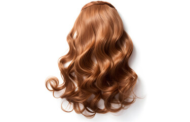 Naklejka premium long light brown curl ponytail isolated on a white background