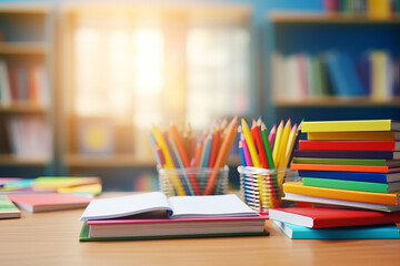 School office supplies on a table