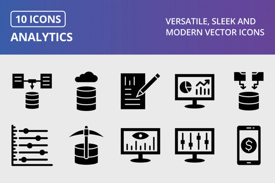 Analytics Glyph Icons Set