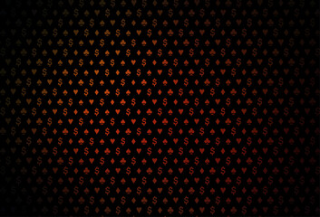 Dark orange vector texture with playing cards.