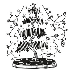 Obraz premium hand drawn Christmas tree vector illustration