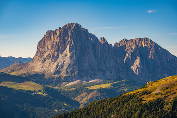 Seceda peak, Dolomites, Italy, A mesmerizing panorama unfolds over Trentino Alto Adige, Europe....