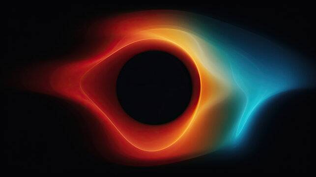 A black hole with a bright blue center depicts a mesmerizing celestial phenomenon. Perfect for science fiction, astronomy, or futuristic themed designs.for educational materials or digital artwork