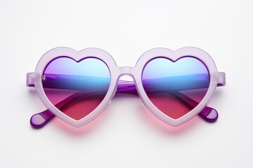 heart shape pink sun glasses with red lenses isolated on white background