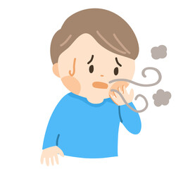 口臭に悩む男の子（主線なし）
