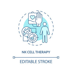 2D editable blue NK cell therapy icon, monochromatic isolated vector, thin line illustration representing cell therapy.