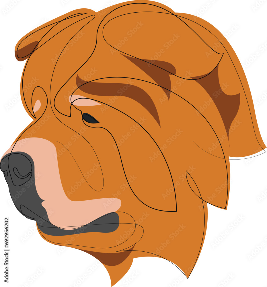 Poster continuous line chow chow. single line minimal style dog vector illustration. portrait.