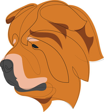 recommend clip art: Continuous line Chow Chow. Single line minimal style dog vector illustration. Portrait.