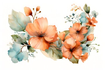 Playful Letter '0' Clipart: Watercolor Flowers for Nursery