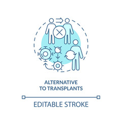2D editable blue alternative to transplants icon, monochromatic isolated vector, thin line illustration representing cell therapy.