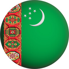 3D Flag of Turkmenistan on circle - 692956675