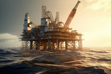 An offshore oil rig against the backdrop of the open sea
