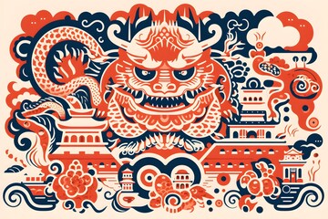 Duotone Delights: Chinese Mythology & Solid Color Backgrounds