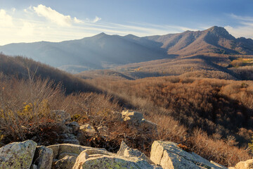 Panorama picture from Spanish mountain Montseny, near Santa fe del Montseny, Catalonia