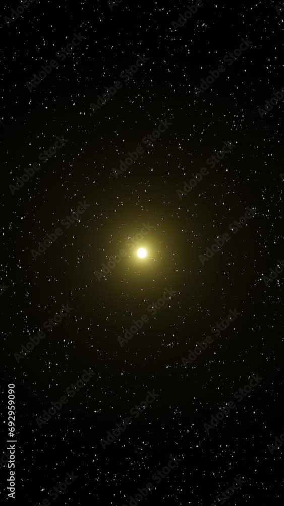 Wall mural sun appears and flares. supernova explosion. stars on background in space. 3d rendering. animation. 