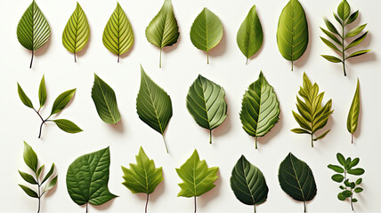 green leaf icons - obrazy, fototapety, plakaty