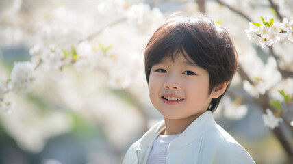 桜と男の子ポートレイト Portrait of boy in cherry blossom