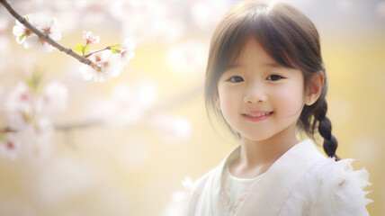 桜と女の子ポートレイト Portrait of girl in cherry blossom - obrazy, fototapety, plakaty