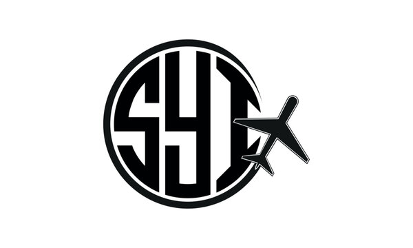 SYI three initial letter circle tour & travel agency logo design vector template. hajj  umrah agency, abstract, wordmark, business, monogram, minimalist, brand, company, flat, tourism agency, tourist 